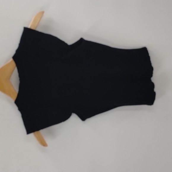 ALYA by Francesca's stretch top ribbed black size medium cropped ruffle sleeve - Picture 5 of 7